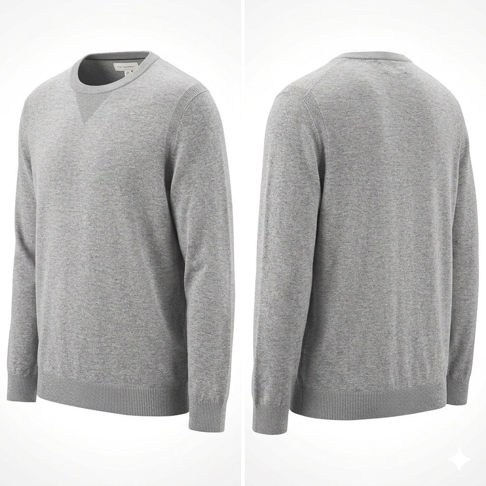 Free Assembly Mens Sweater Crewneck 2XL Gray V-Stitch Knit MSW00094 Pullover